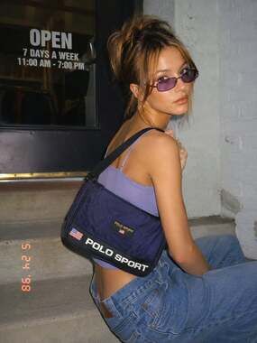 Vintage 90s Polo Sport Ralph Lauren Messenger Crossbody Bag Deep Plum Purple